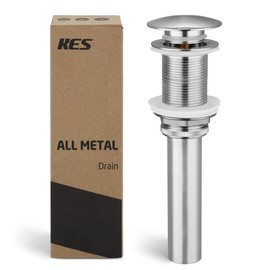 KES Bathroom Sink Drain Without Overflow Vessel Sink Lavatory Vanity Pop Up Drain Stopper Brushed Nickel Finish, S2008D-BN