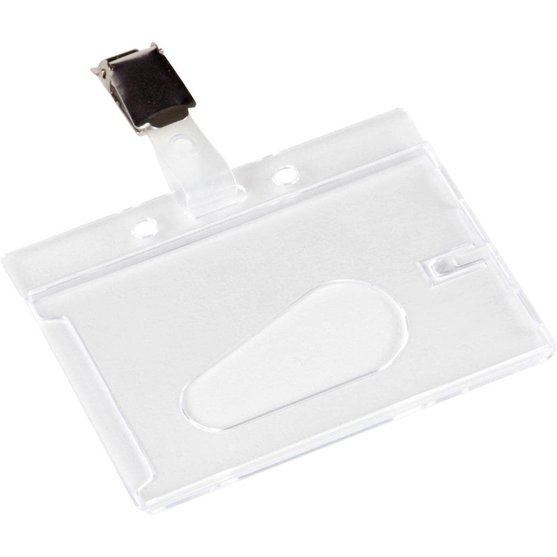 Q-Connect Rigid Credit Card Sized Name Badge Holder and Clip