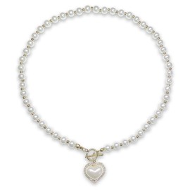 Women's Saturn Planet Pearl Necklace, Faux Pearl Necklace, Pearl Planet Necklace, White, Gifts for Mother, Wife, Girlfriend with Gift Box, Resin Plastic, Pearl