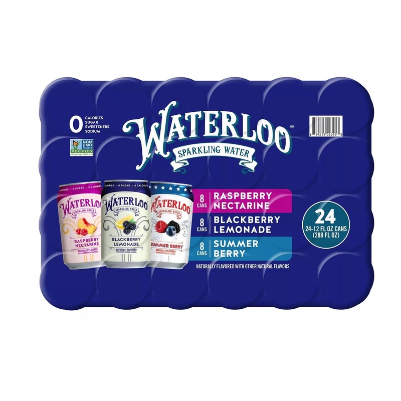Waterloo Sparkling Water Variety Pack 24 Pack Raspberry Nectarine -