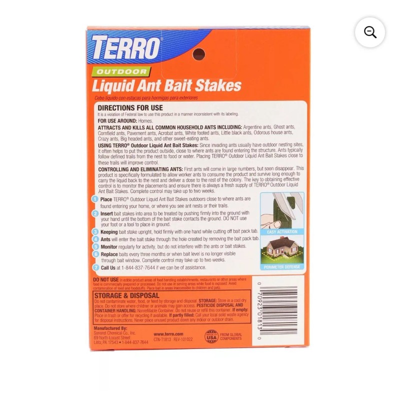 TERRO Lot of 2 Terro Outdoor Liquid Ant Bait Stakes