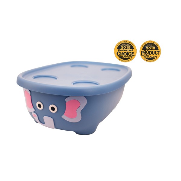 Prince Lionheart TUBIMAL Infant and Toddler Bath Tub - ELEPHANT|Tub Becomes a Storage Bin | Include a Stackable Lid and Infant Mesh Hammock | Innovative Outside Drain Plug| Perfect Bin for Toy Storage