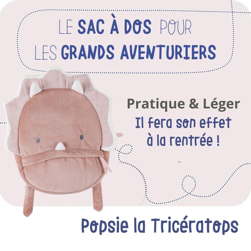 NOUKIE'S - Backpack - Veloudoux - Popsie le Triceratops -