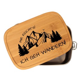 Druckerino Brotdose aus Edelstahl: Mir reichts, ich geh wandern | BPA frei | 1 Liter | Geschenk für Wanderer | Wandern Geschenk | Geschenkidee | Lunchbox | Bentobox