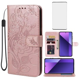 Vavies Case for Redmi Note 13 Pro+ Case, Redmi Note 13 Pro Plus Wallet Case with Tempered Glass Screen Protector, Leather Flip Credit Card Holder Stand Cover for Xiaomi Redmi Note 13 Pro+ 5G Rose Gold