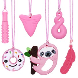 Collares masticables sensoriales para niños, paquete de 6, collares masticables de silicona para niñas, niños, adolescentes, adultos con autismo, ansiedad, TDAH, SPD u otras necesidades sensoriales