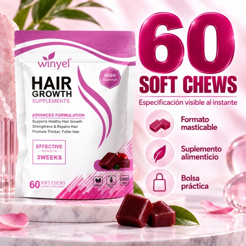 Suplemento Para Crecimiento Del Cabello 60 Soft Chews Winyel