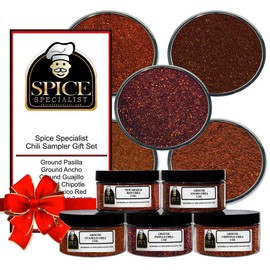 Chili Gift Set -Contains: 5 Assorted Jars (1 each of ground Pasilla, Ancho, Guajillo, and Chipotle, and New Mexico Chili Peppers) - KOSHER