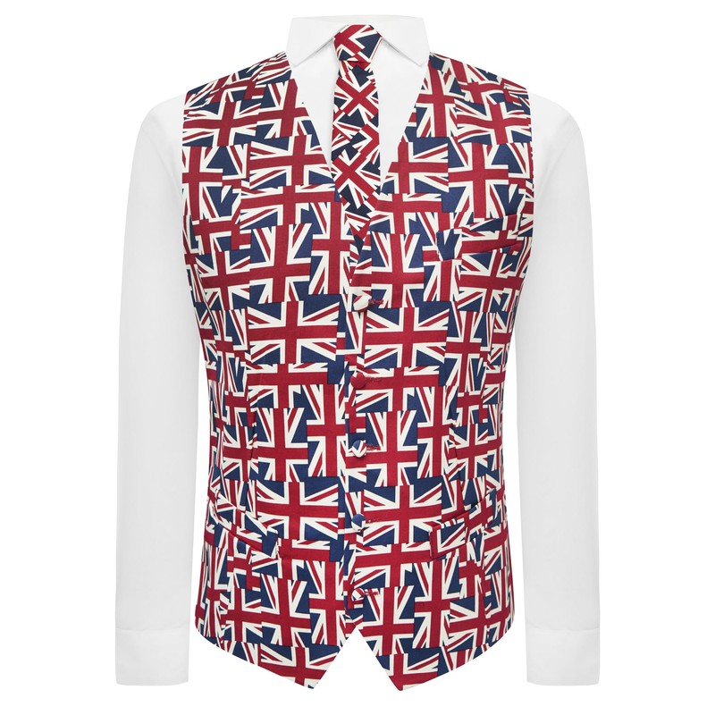 King & Priory Union Jack Flag Waistcoat , Red /