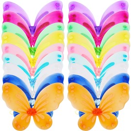 Flahard 18 Pack Girls Fairy Wings Bulk Butterfly Wings Butterfly Angel Costume Wing for Kids Cosplay Wedding Decoration Party Dress up, 9 Colors
