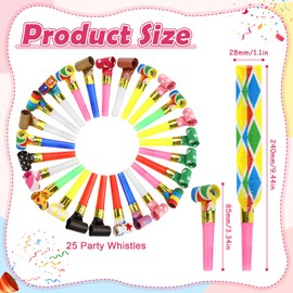 FAELNK Pack of 25 Children's Birthday Party Noisemaker Air Trunk Party Trough Party Blower Multicoloured Party Blower for New Year Birthday Party, Children's Party, Christmas, Banquet