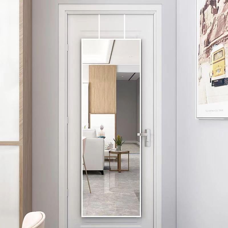 YUMMIS 1Pair White Over The Door Mirror Hanger, Adjustable 4-Level