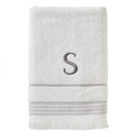 SKL Home Casual Monogram Bath Towel, S, 28x54, White