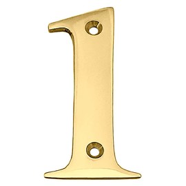 Doris 3-Inch Solid Brass-Polished Finish, Modern Mailbox Address Numbers Outdoor Decor, Address Sign, Hotel Door House Numbers (Number 1)