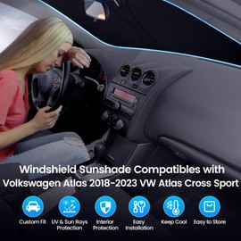 Rilsen - Parasol de parabrisas para Volkswagen VW Tiguan 2018-2023 2024 plegable para ventana frontal, protector de visera para protección solar con bloqueo de rayos UV, QD-1097