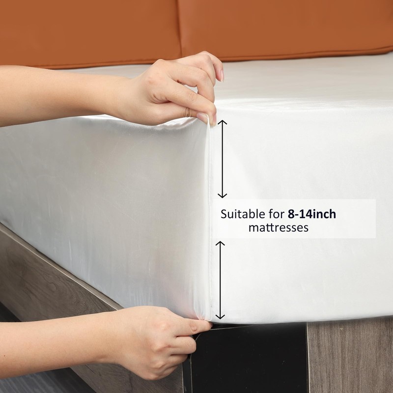 Lirex Satin Fitted Sheet, Luxurious Silky Smooth Polyester Bedding Soft