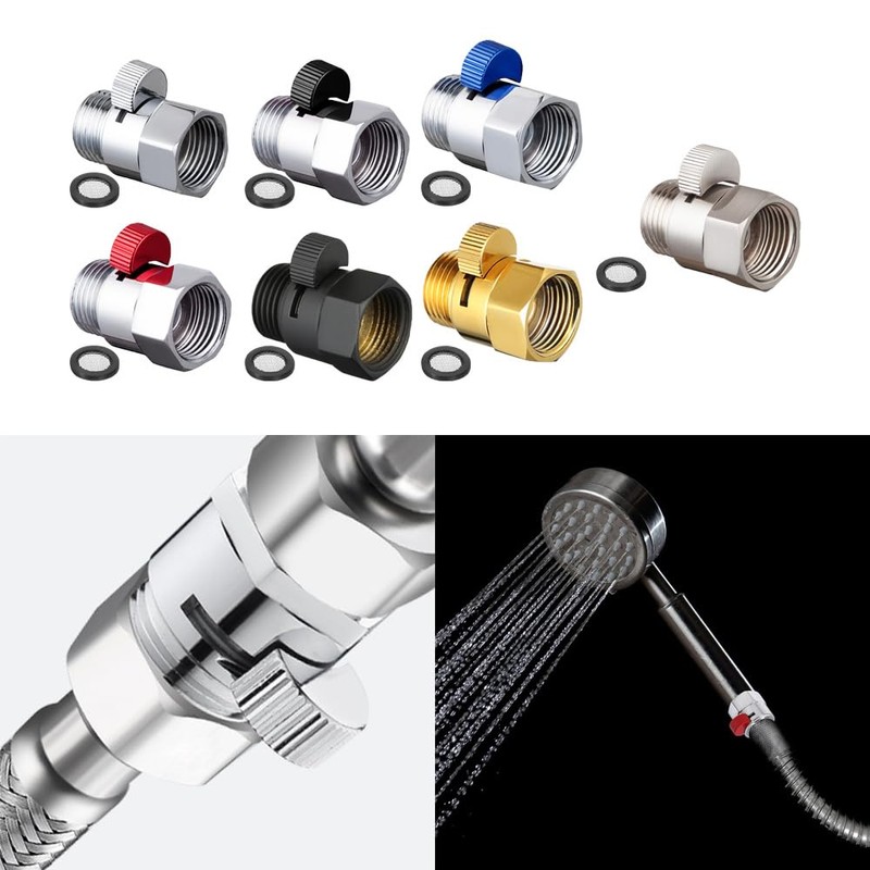 Matte Black Solid Brass Shower Head Shut Off Valve Water