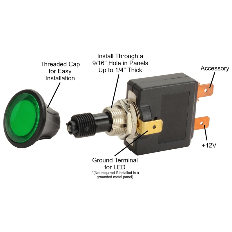 Fastronix 50A Push/Pull Switch with Green LED Indicator