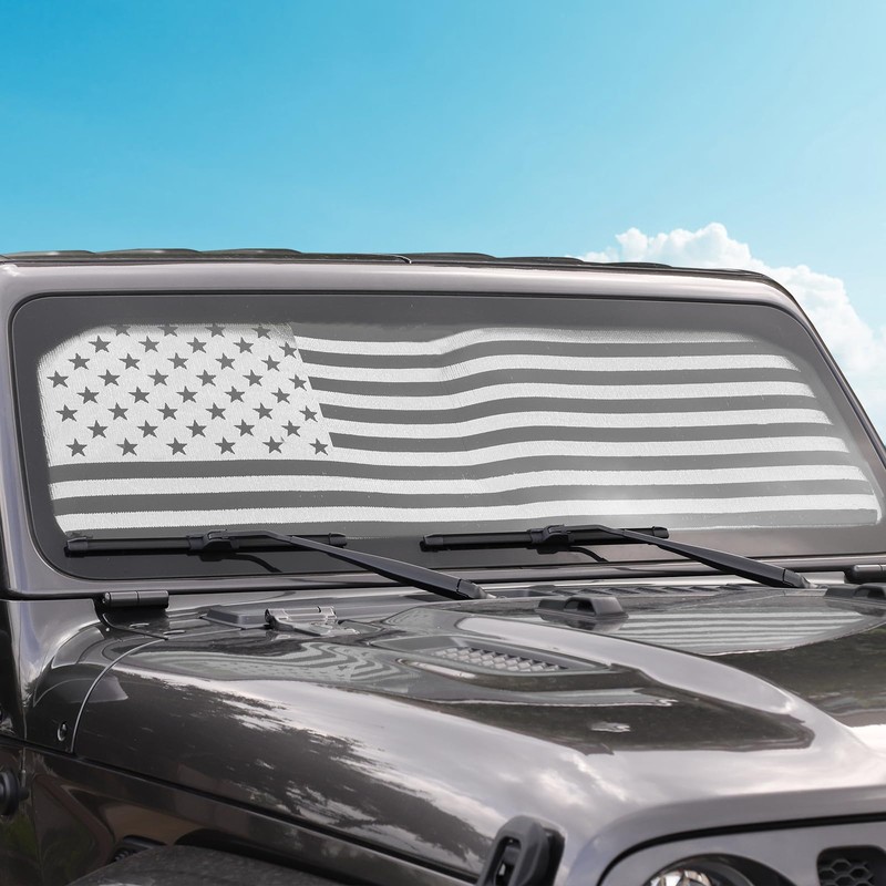 Windshield Sun Shade Compatible with Jeep Wrangler JL JLU &