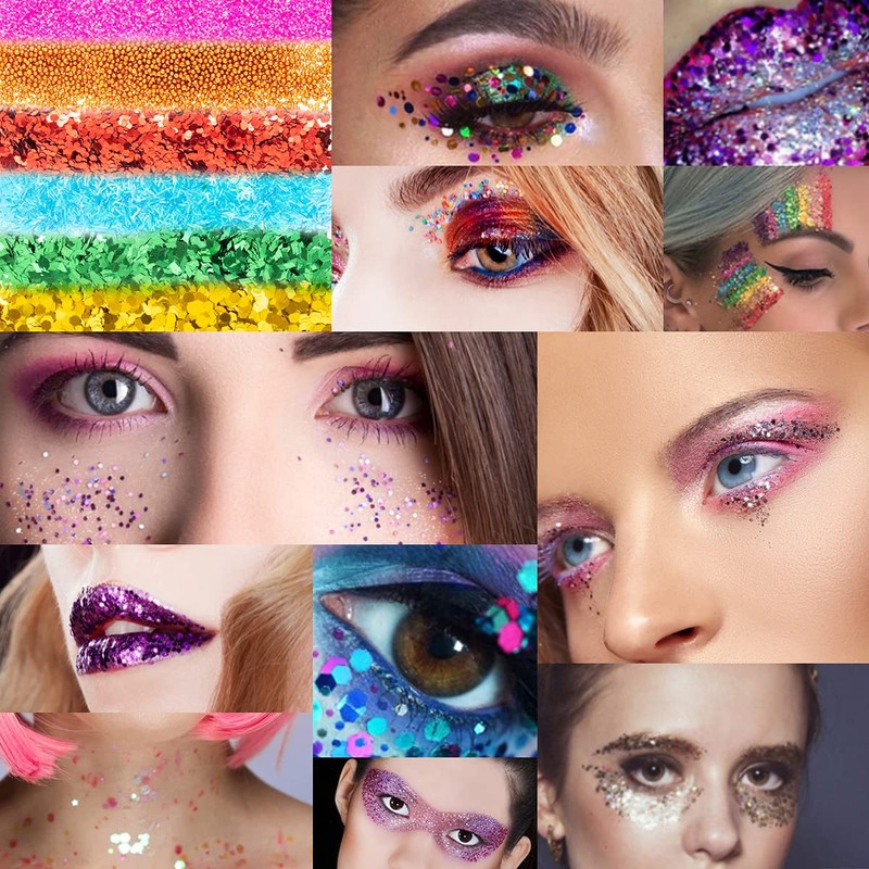 LOYALSE Glitter for Nails, 72 Colours Glitter Powder, Glitter Nails