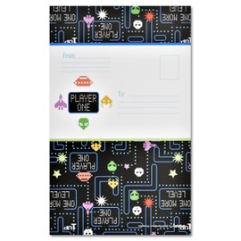 iscream Pack of 8 Fold-over Ready to Send Note Cards - Retro Gamer