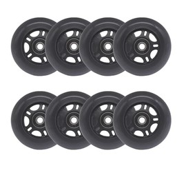 Fichanko Inline Skate Wheels, 72mm 76mm 80mm, 8 Pack with ABEC-9 Bearings, 85A Hardness for Indoor, Outdoor Skating (Black, 80mm)