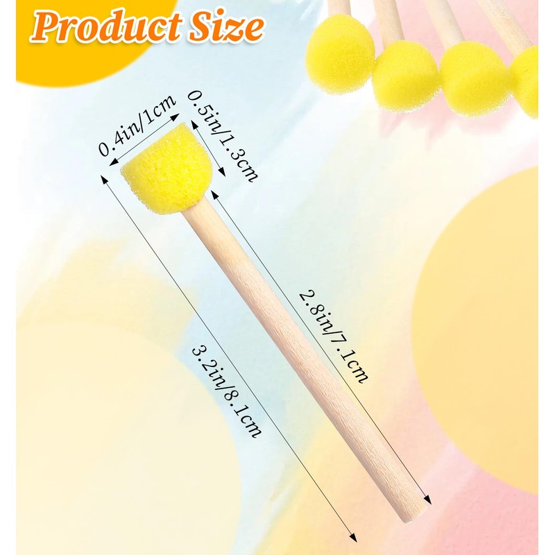 40 PCS Sponge Paint Brushes, Round Foam Art Sponges Brush