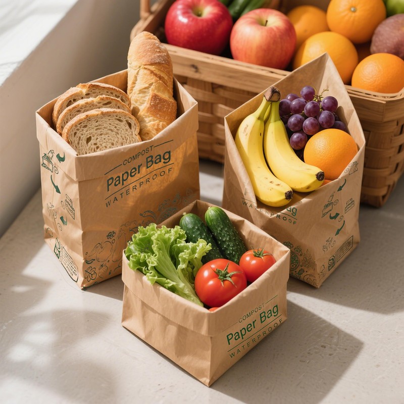 JENCENBIO Compostable Paper Bag Leakproof Kitchen Food Waste Bag 30