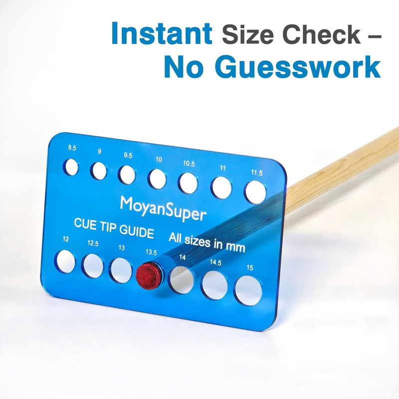 MoyanSuper Cue Tip Gauge for Billiards, Measures 8.5mm–15mm Plastic Cue