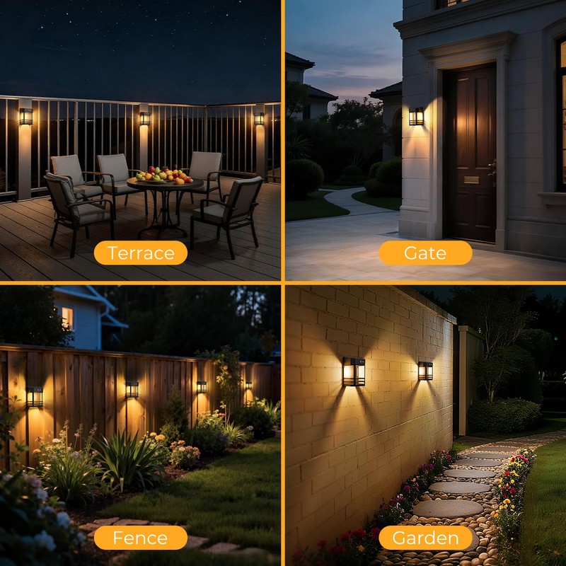 btfarm 4 Pack Solar Wall Lights Outdoor, Dusk to Dawn