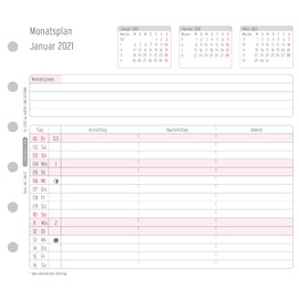 Chronoplan 50621 Calendar Insert 2021, Monthly Plan Mini (79 x 125 mm), Replacement Calendar, Ideal for Clear Monthly Planning, Universal Punching (for Folding), White