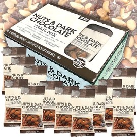 Mixed Nuts & Dark Chocolate Trail Mix | Almond Cashew Peacan & Decadent Dark Chocolate | Everyday Snack Travel School Lunch Office Energy Booster Kids Adults (16 Pouch Bags (1.25 oz Each), Nuts & Chocolate)