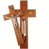 10" wood cross sick call set crucifix candles holy water