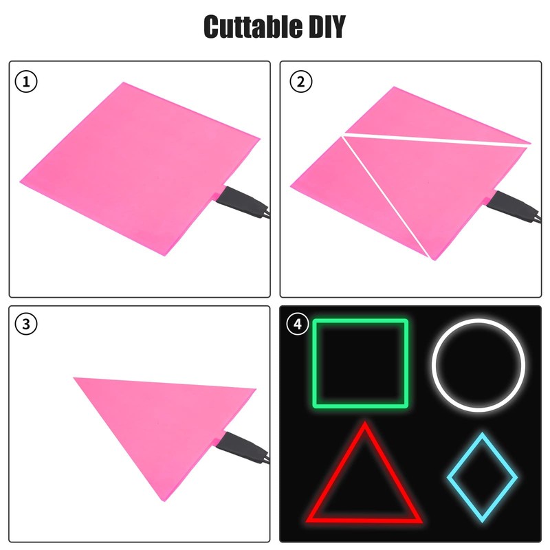 jose2015 Electroluminescent Panel 10x10CM,Cuttable DIY Electroluminescent El Panel Light,3 Modes