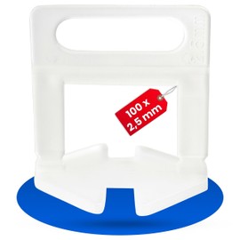 Pull tabs for tiles, 100 pieces, 2.5 mm thickness, made of plastic, for tile height from 3 to 15 mm, tile levelling system, tile laying aid, tile laying accessories, levelling spacers