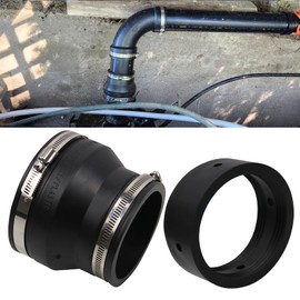 Frtcaty 4" to 3" Black PVC Reducer Coupler & Gate Valve Bushing with 2pcs Clamps RV Plumbing Compatible with PVC Pipe Coupler Adapter RV Sewer Connection