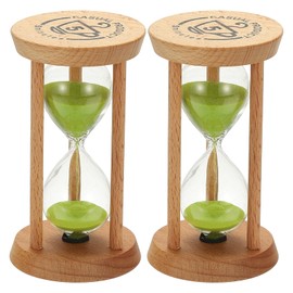 PATIKIL 5 Minutes Sand Timer, 2 Pcs Wooden Sand Watch High Glass Sandglass Timer for Living Room Home Office Restaurant Decoration, Green