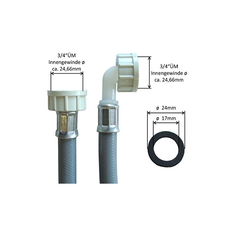 Washing Machine Inlet Hose, 3/4 Inch Nut x 3/4 Inch