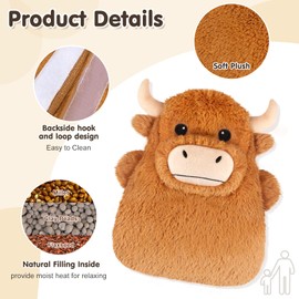 SUZZIPAD Highland Cow Microwavable Heating Pads for Belly, Neck & Shoulders, Heatable Plush with Moist Heat, Removable Plush Cover, Unscented Natural Fill, Adorable Surprise Present, 7.8" x 10.6", 1.2 lb