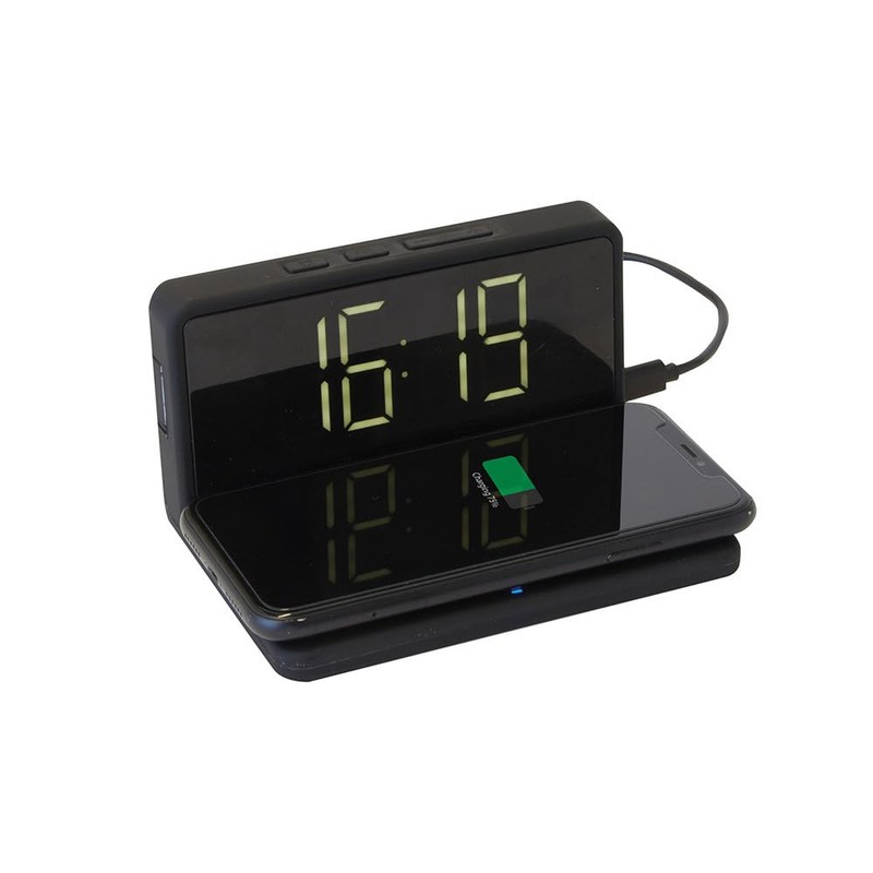 InGenious Wireless Phone Charging Alarm Clock - USB Powered 10W