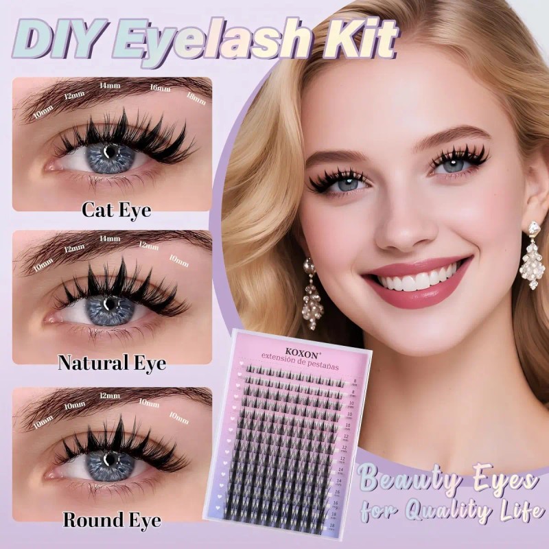 140pzs Kit De Extensiones Pestañas Raíces Curvaturad 8-18mm