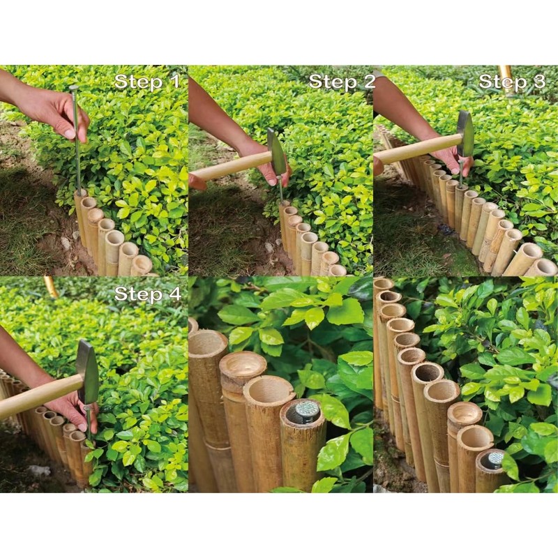 HTWNK Bamboo 2 Pack Short Fence Outdoor Landscape Edging Flexible