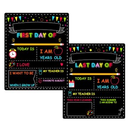 First and Last Day of School Sign, First Day of School Board, Double-Sided 1st Day of School Board and Last Day Board Back to School Accessories Dry Erase Board, 30.5X 25.4cm (Color 1)