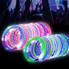 OLUPP 90 Pack Glow Bracelets, New Years Eve Party Supplies Favors,6 Color Glow In The Dark LED Bracelets Light Up Bracelets Glow Sticks Party Toys Concert Birthday Christmas Carnival Party Game Gift