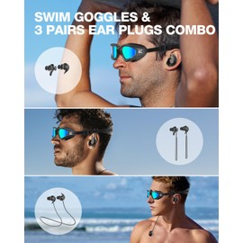 ZIONOR G1 Lite Polarized Swimming Goggles with 3 Pairs Earplugs, Anti-Fog UV Protection Swim Goggle for Adult Men Women Youth