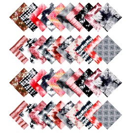 Soimoi Tie Dye Print Precut 5-inch Cotton Fabric Quilting Squares Charm Pack DIY Patchwork Sewing Craft-Red