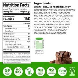 Orgain Protein Powder + Collagen, Creamy Chocolate Fudge - 25g of Protein, 10g Collagen Peptides, Type I & III, 1B CFU Probiotics, Supports Hair, Skin, Nail, Joint & Gut Health, Gluten Free - 1.6lb