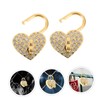 WOONEKY 2Pcs Gold Heart Shaped Padlock with Sparkly Rhinestones Love