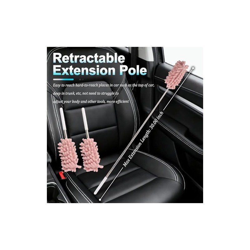 2PCS Car Duster Interior with Bendable Head & Retractable Extension