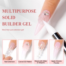 RARJSM Solid Builder Nail Gel Clear Solid Building Gel Nail Extension Gel Extensional Gel Carving Gel Non-sticky Hand for Nail Strengthen 3D Sculpture Gel for Nail Art Design Home Salon UV Cured 15g